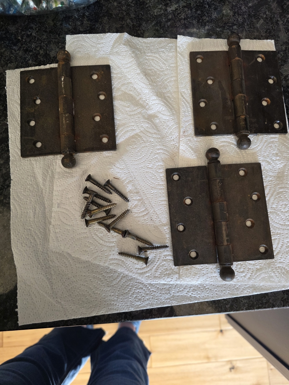 Set of 3 1900's Brass Door Hinges